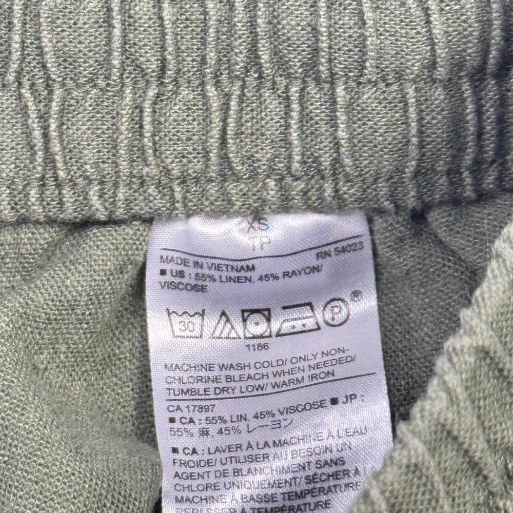 Banana Republic Jogger Pants Womens XS Green Linen Cargo Elastic Waist Cuffed‎